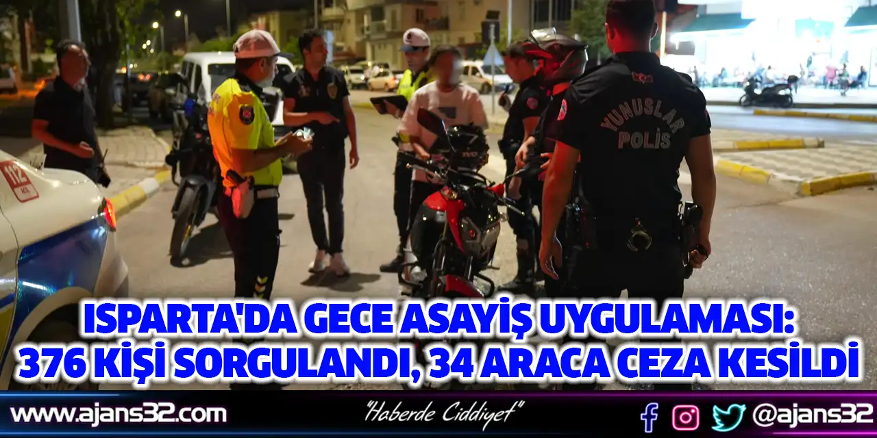 Isparta'da 376 Kişi Sorgulandı, 34 Araca Ceza Kesildi