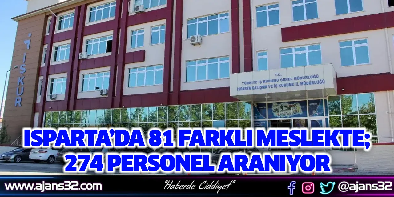 Isparta’da 81 Farklı Meslekte; 274 Personel Aranıyor!