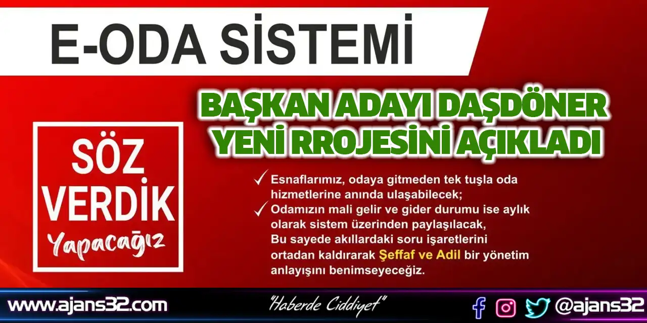 Başkan Adayı Daşdöner Yeni Rrojesini Açıkladı