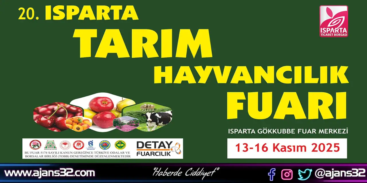 20. Isparta Tarım ve Hayvancılık Fuarı 13-16 Kasım’da Açılıyor