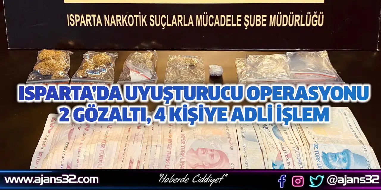Isparta’da Uyuşturucu Operasyonu: 2 Gözaltı, 4 Kişiye Adli İşlem