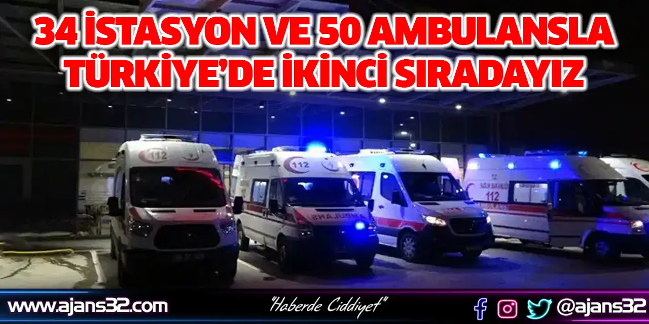 34 İstasyon ve 50 Ambulansla Türkiye’de İkinci Sıradayız