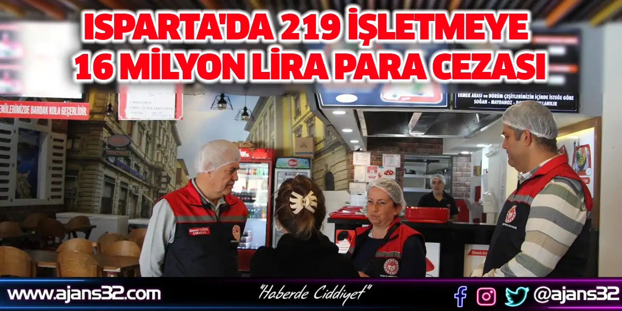 Isparta'da 219 işletmeye 16 milyon lira para cezası