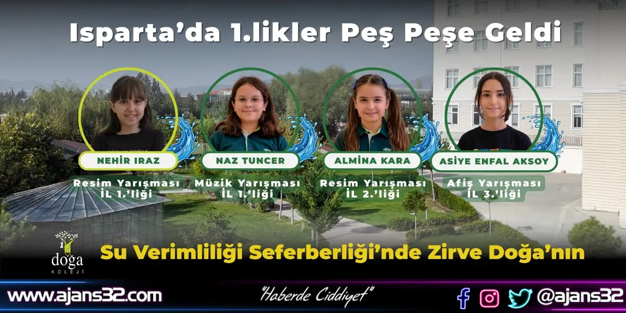 Su Verimliliği Seferberliği’nde Zirve Doğa’nın: Isparta’da 1.likler Peş Peşe Geldi