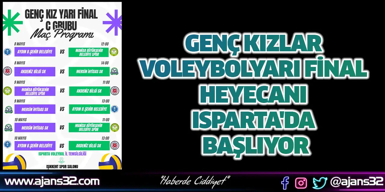 Genç Kızlar Voleybol Yarı Final Heyecanı Isparta'da Başlıyor