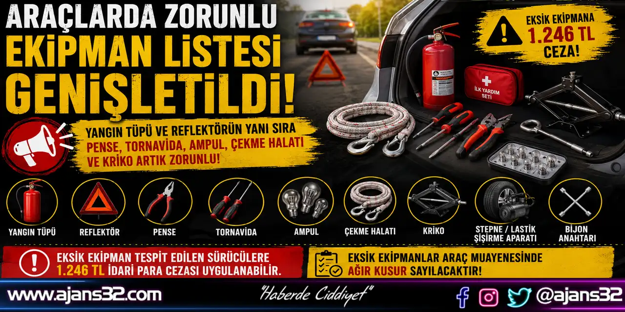Araçlarda Zorunlu Ekipman Listesi Değişti