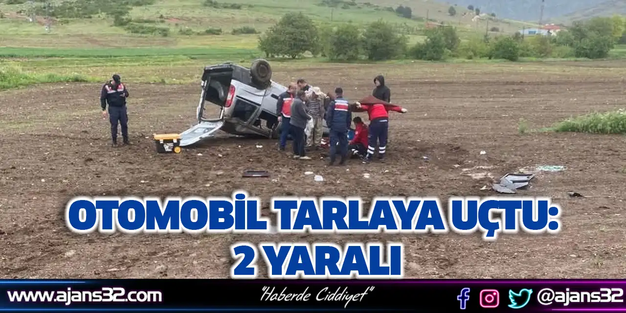 Otomobil Tarlaya Uçtu: 2 Yaralı