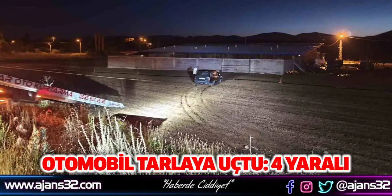 Otomobil Tarlaya Uçtu: 4 Yaralı