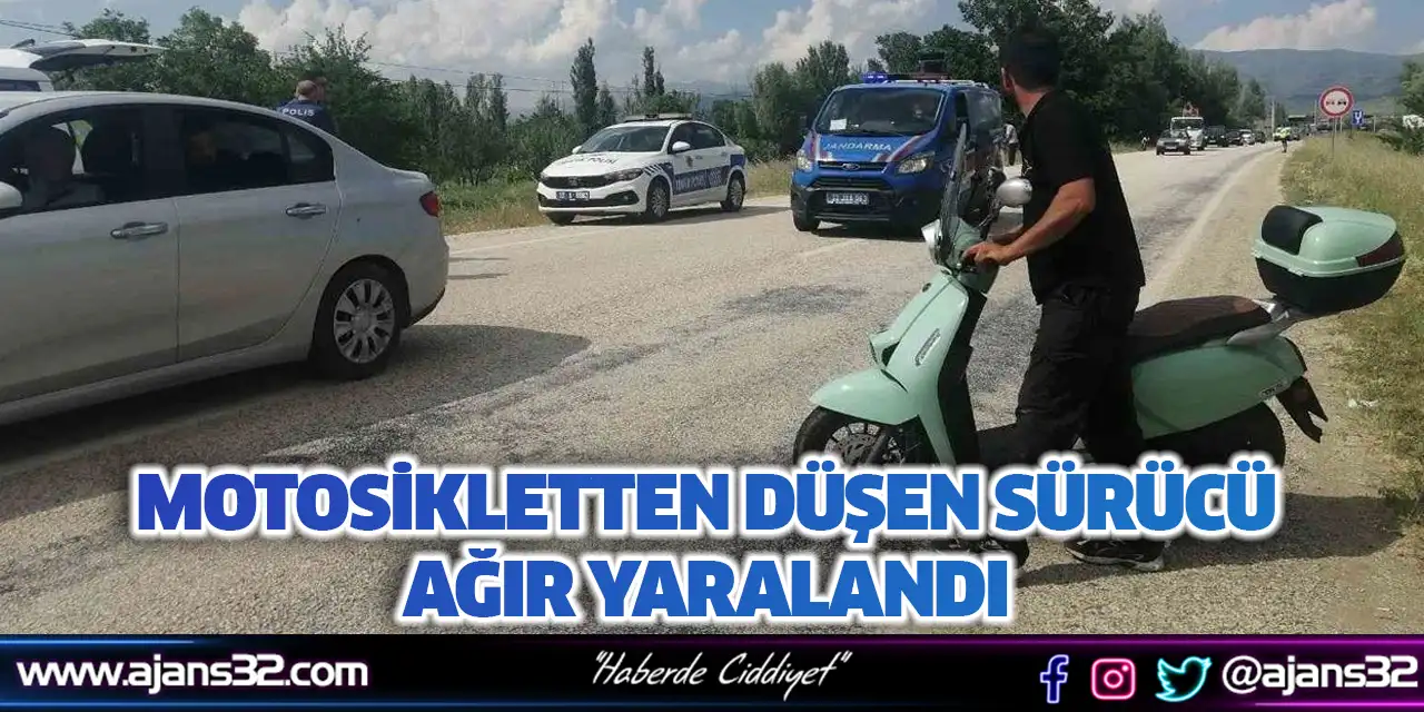 Motosikletten Düşen Sürücü Ağır Yaralandı