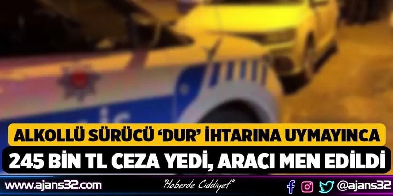 Dur İhtarına Uymayan Sürücüye  245 Bin Lira  Ceza