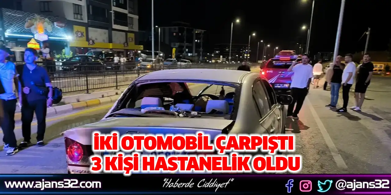İki Otomobil Çarpıştı, 3 Kişi Hastanelik Oldu