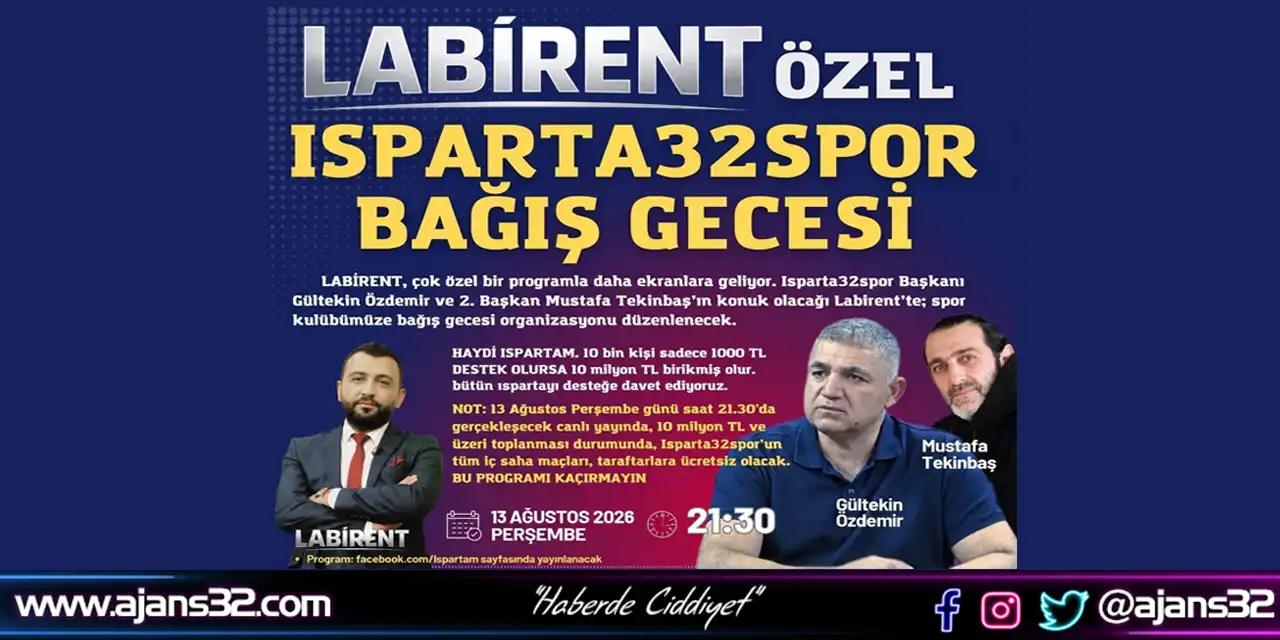 Isparta32spor İçin Bağış Gecesi Düzenlenecek