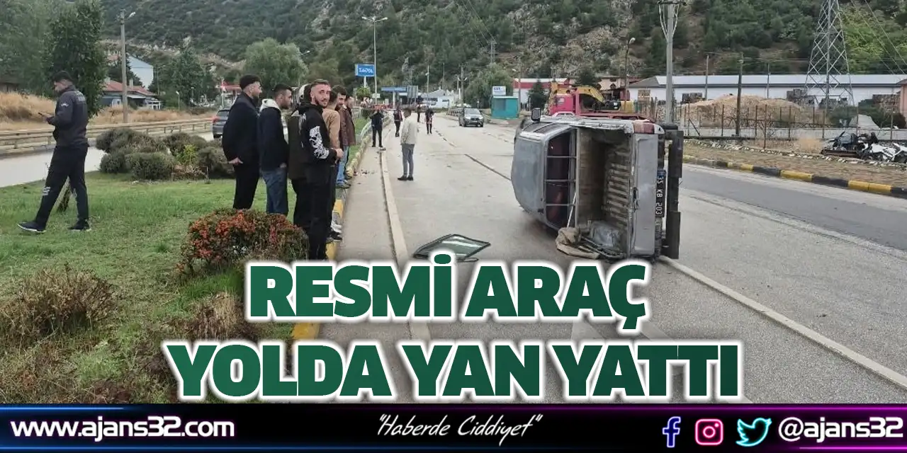 Resmi Araç Yolda Yan Yattı