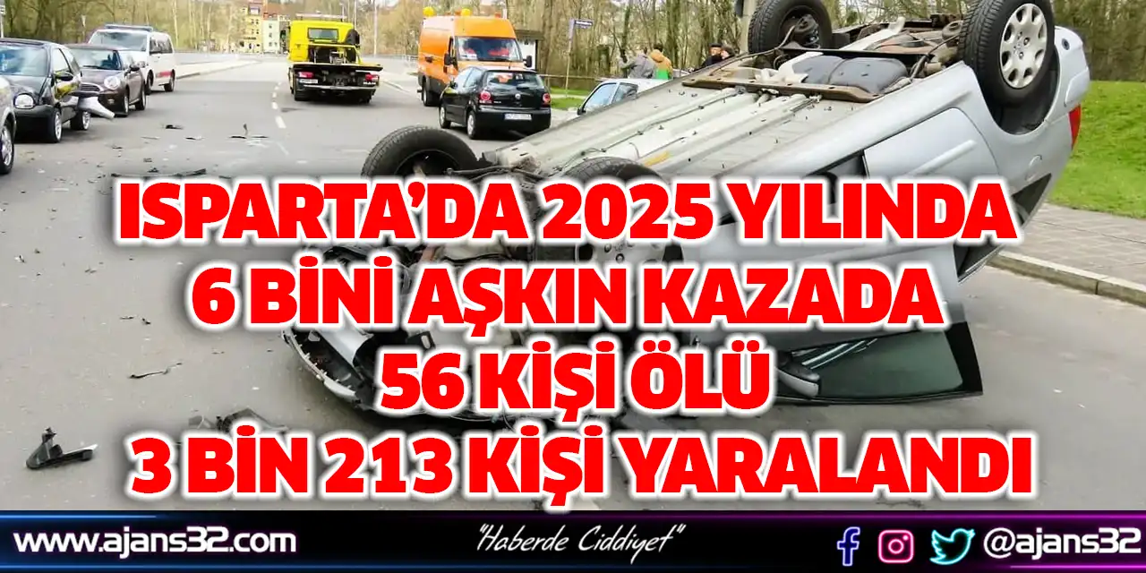 Isparta’da 2025 Yılında 6 Bini Aşkın Kazada 56 Kişi Ölü, 3 Bin 213 Kişi Yaralandı